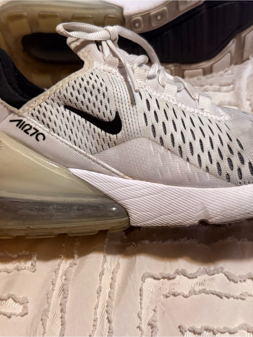 Nike Womensy Air Max 270 Sneakers - White with Black Swoosh